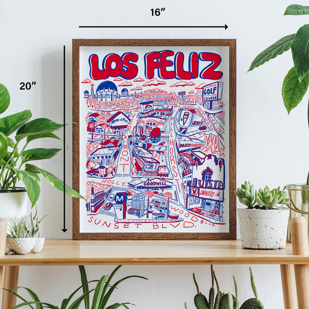 Los Feliz Cartoon Map - Giclée Print
