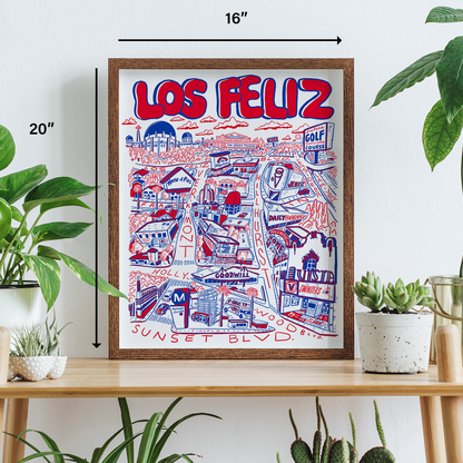 Los Feliz Cartoon Map - Giclée Print