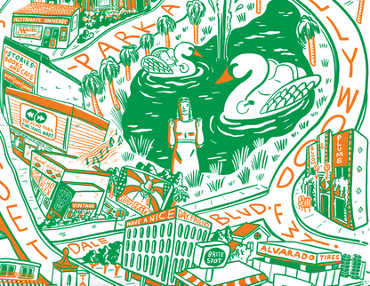 Echo Park Cartoon Map - Giclée Print