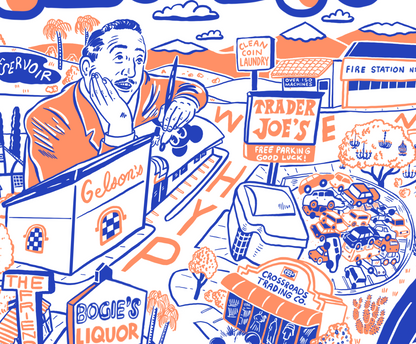 Silver Lake Cartoon Map - Giclée Print