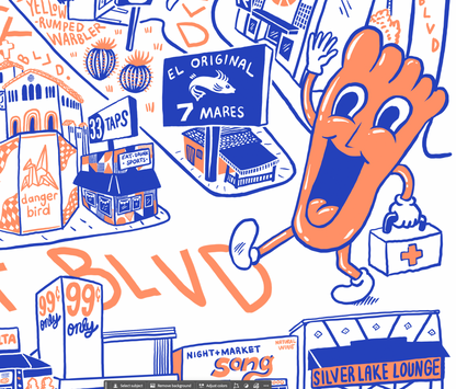 Silver Lake Cartoon Map - Giclée Print