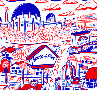 Los Feliz Cartoon Map - Giclée Print